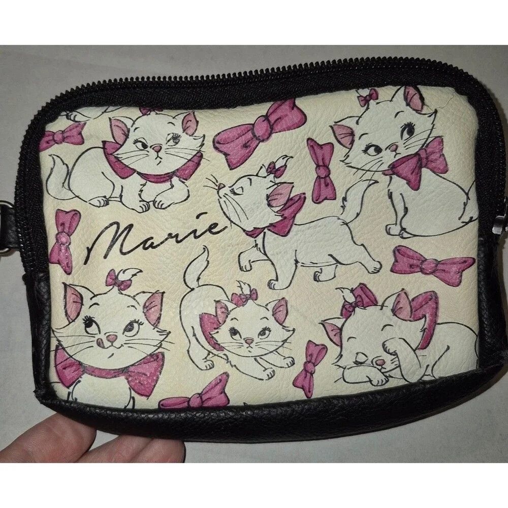 Disney Aristocats Marie Loungefly Small Double Section Zipper Wristlet Rare - Picture 1 of 5